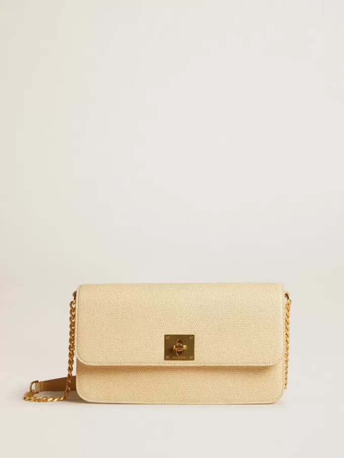 Bolso Gioia en piel de oveja color vainilla con detalles dorados Bolso Gioia en piel de oveja color vainilla con detalles dorados