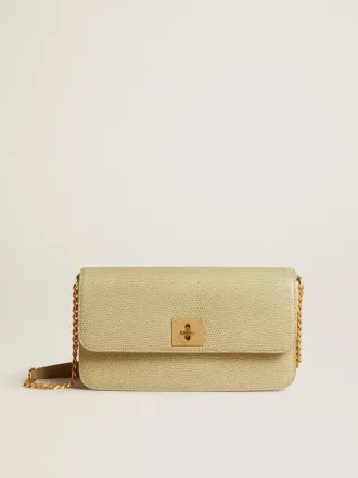 Bolso Gioia en piel de oveja gris mineral con detalles dorados