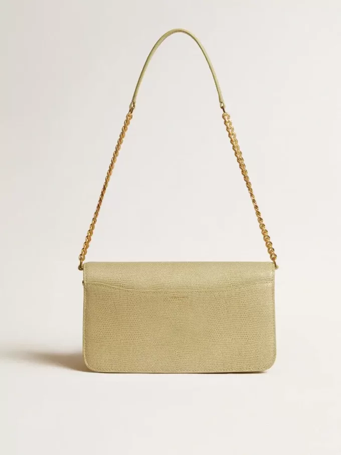 Bolso Gioia en piel de oveja gris mineral con detalles dorados Bolso Gioia en piel de oveja gris mineral con detalles dorados