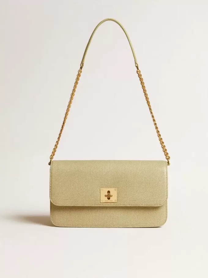 Bolso Gioia en piel de oveja gris mineral con detalles dorados Bolso Gioia en piel de oveja gris mineral con detalles dorados