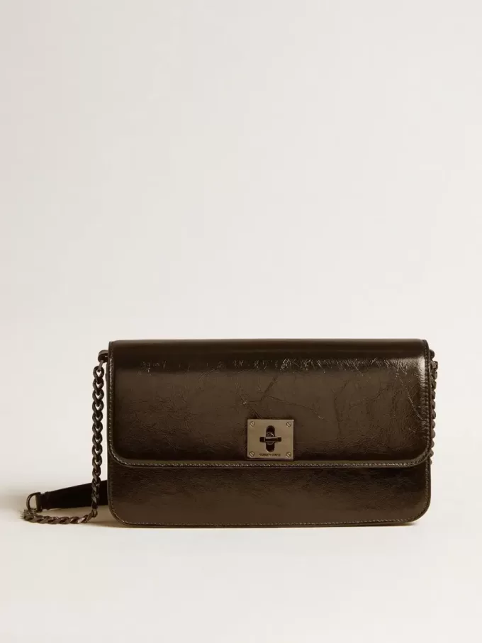 Bolso Gioia en piel negra brillante con detalles metálicos Bolso Gioia en piel negra brillante con detalles metálicos