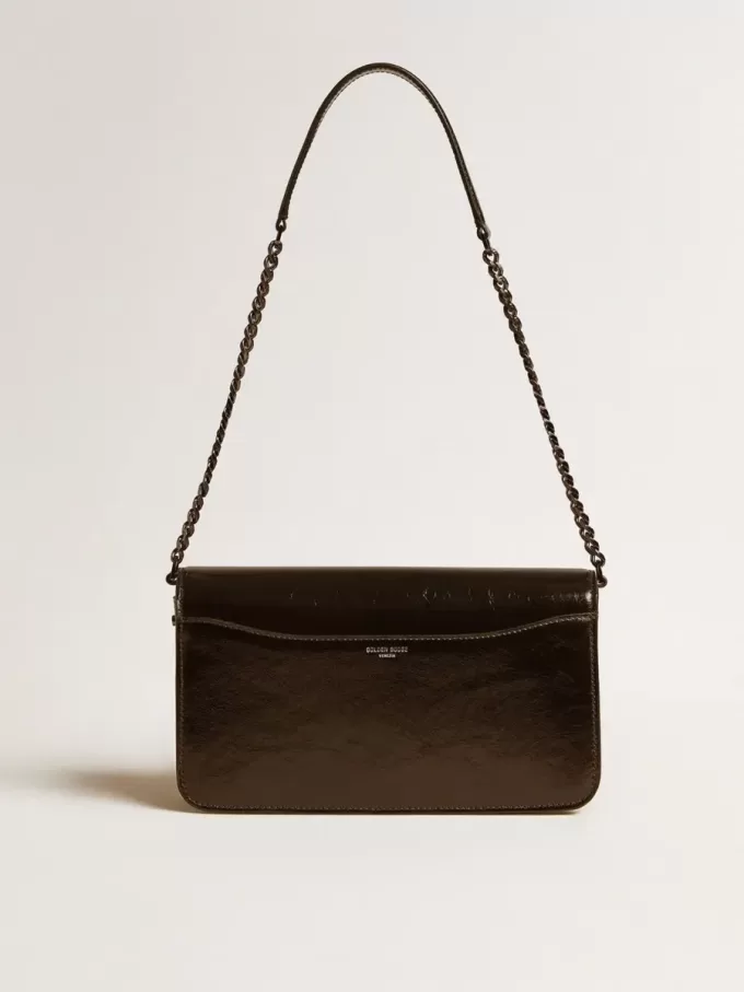 Bolso Gioia en piel negra brillante con detalles metálicos Bolso Gioia en piel negra brillante con detalles metálicos