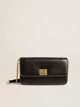 Bolso Gioia en piel negra con detalles dorados