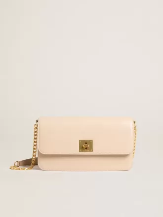 Bolso Gioia en piel rosa pálido con detalles dorados
