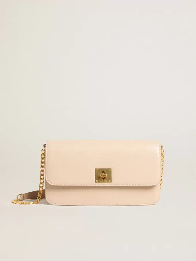 Bolso Gioia en piel rosa pálido con detalles dorados Bolso Gioia en piel rosa pálido con detalles dorados