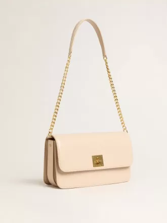 Bolso Gioia en piel rosa pálido con detalles dorados