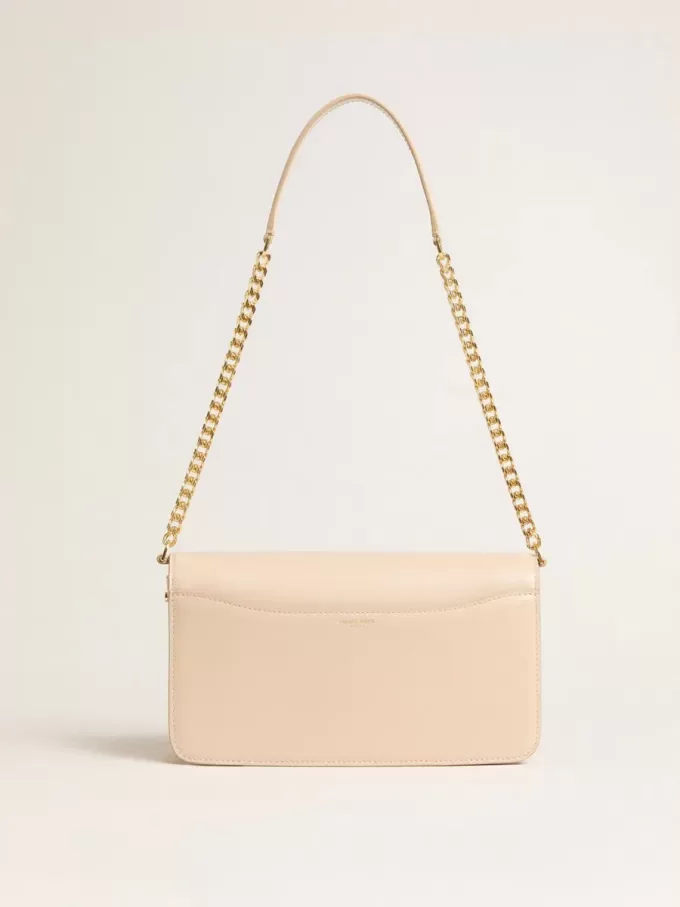 Bolso Gioia en piel rosa pálido con detalles dorados Bolso Gioia en piel rosa pálido con detalles dorados