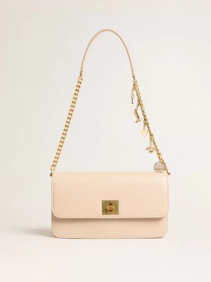Bolso Gioia en piel rosa pálido con detalles dorados Bolso Gioia en piel rosa pálido con detalles dorados