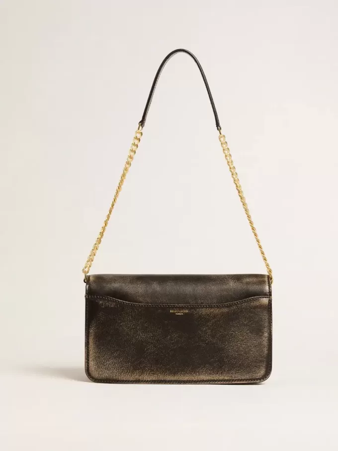 Bolso Gioia en piel vintage negra con detalles dorados Bolso Gioia en piel vintage negra con detalles dorados