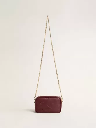 Bolso Mini Star en piel color vino con estrella tono sobre tono