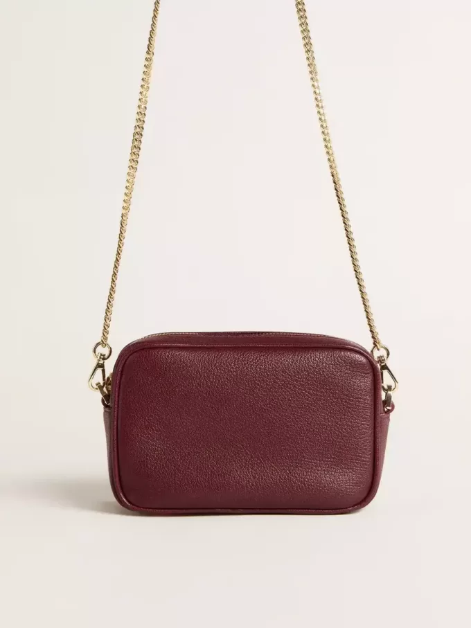 Bolso Mini Star en piel color vino con estrella tono sobre tono