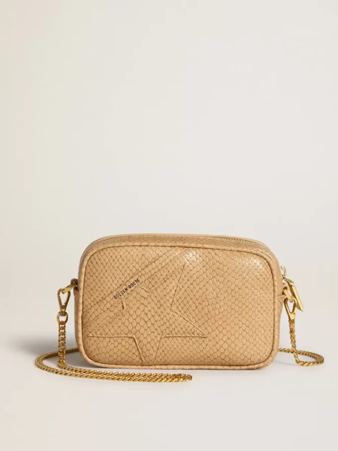 Bolso Mini Star en piel con estampado de serpiente beige Bolso Mini Star en piel con estampado de serpiente beige
