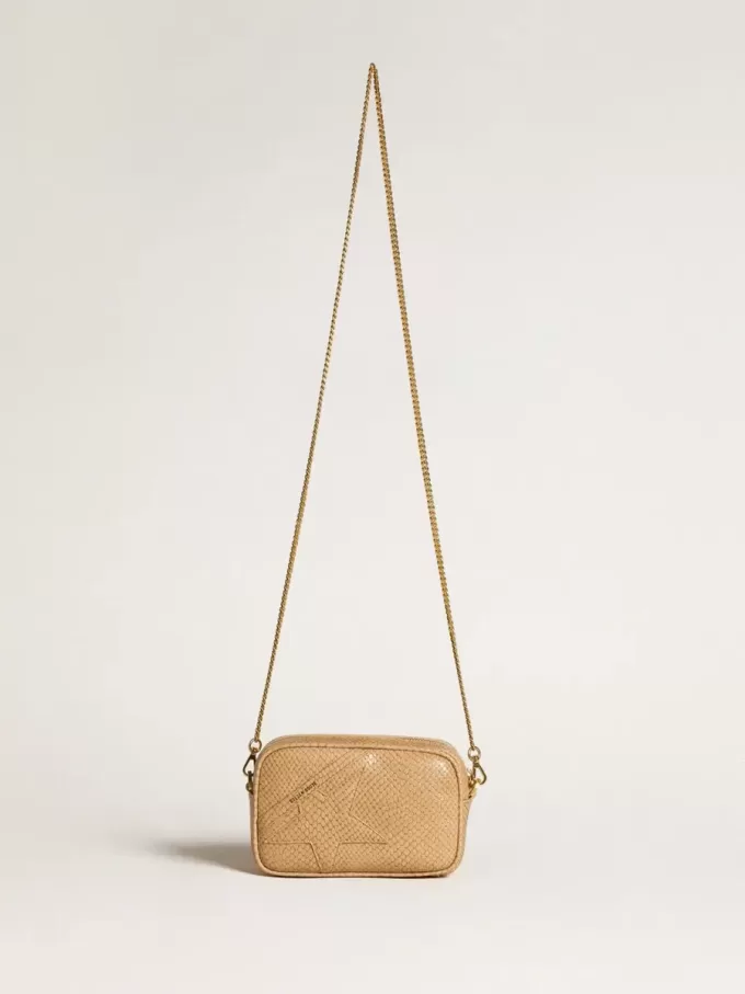 Bolso Mini Star en piel con estampado de serpiente beige Bolso Mini Star en piel con estampado de serpiente beige