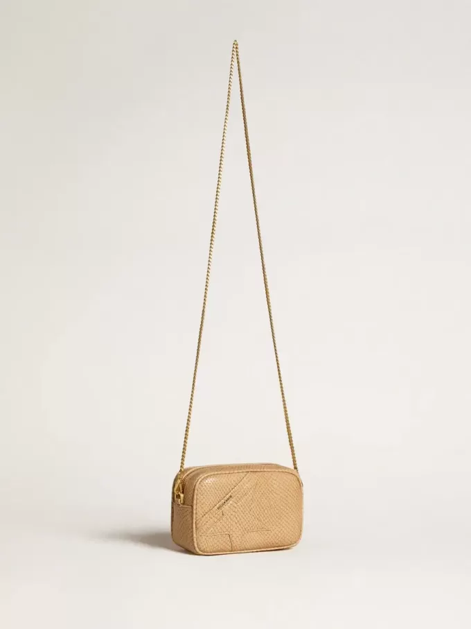 Bolso Mini Star en piel con estampado de serpiente beige Bolso Mini Star en piel con estampado de serpiente beige