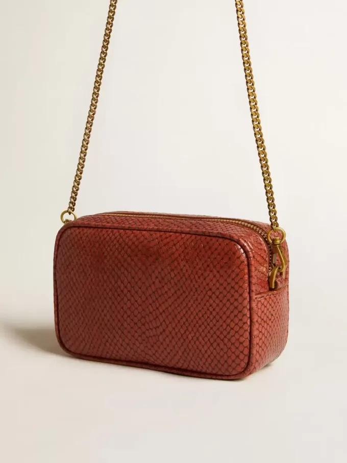 Bolso Mini Star en piel con estampado de serpiente color óxido Bolso Mini Star en piel con estampado de serpiente color óxido