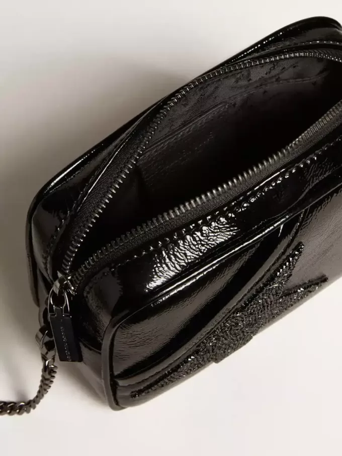 Bolso Mini Star en piel negra con estrella de cristal Swarovski