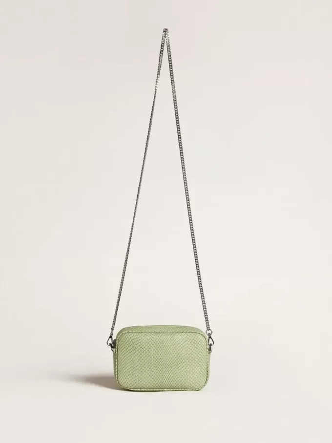 Bolso Mini Star en piel verde claro con estampado de serpiente Bolso Mini Star en piel verde claro con estampado de serpiente