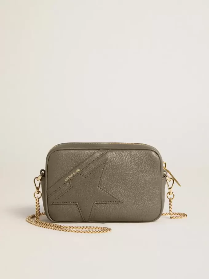 Bolso Mini Star en piel verde salvia con estrella tono sobre tono