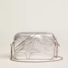Bolso Mini Star para mujer en piel laminada plateada con estrella tono sobre tono