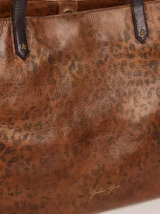 Bolso Pasadena en piel martillada con estampado de leopardo y asas negras a contraste