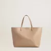 Bolso Pasadena gris paloma en piel lisa con logotipo dorado.