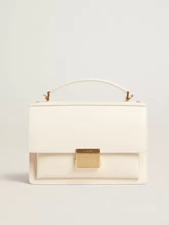 Bolso Venezia en piel acolchada color mantequilla con detalles dorados