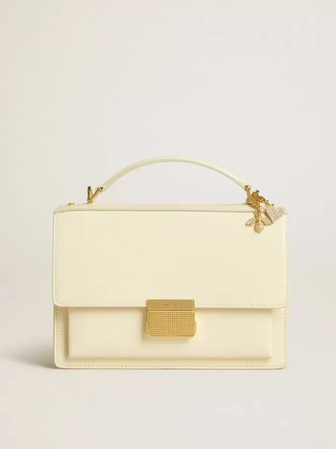 Bolso Venezia en piel acolchada color mantequilla con doble charm