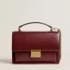 Bolso Venezia en piel bordada burdeos con detalles dorados