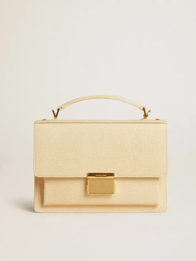 Bolso Venezia en piel con estampado pitón beige y detalles dorados. Bolso Venezia en piel con estampado pitón beige y detalles dorados.