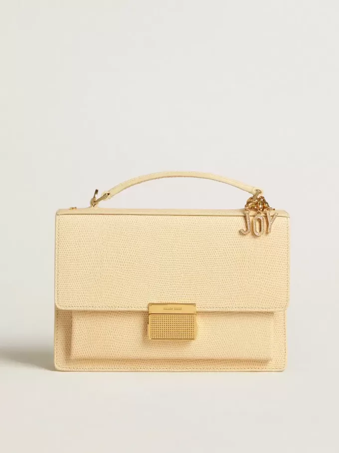 Bolso Venezia en piel con estampado pitón beige y detalles dorados. Bolso Venezia en piel con estampado pitón beige y detalles dorados.
