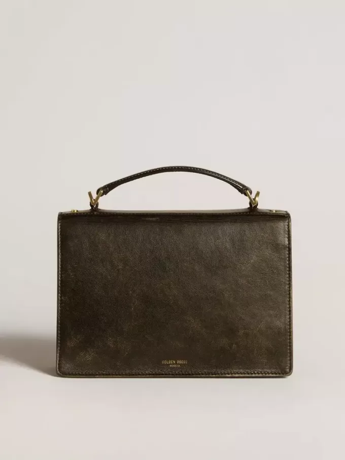 Bolso Venezia en piel envejecida negra con detalles dorados Bolso Venezia en piel envejecida negra con detalles dorados