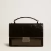 Bolso Venezia en piel metalizada negra con detalles negros Bolso Venezia en piel metalizada negra con detalles negros