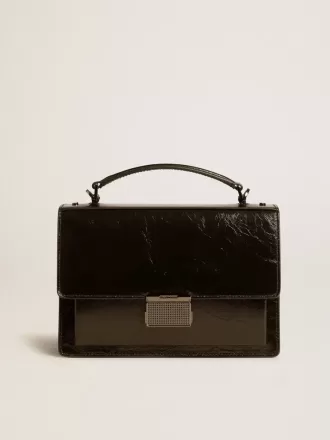 Bolso Venezia en piel metalizada negra con detalles negros