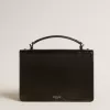 Bolso Venezia en piel metalizada negra con detalles negros Bolso Venezia en piel metalizada negra con detalles negros
