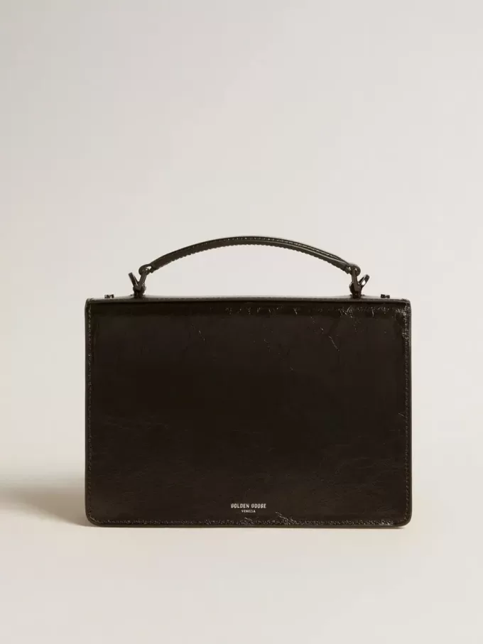 Bolso Venezia en piel metalizada negra con detalles negros Bolso Venezia en piel metalizada negra con detalles negros