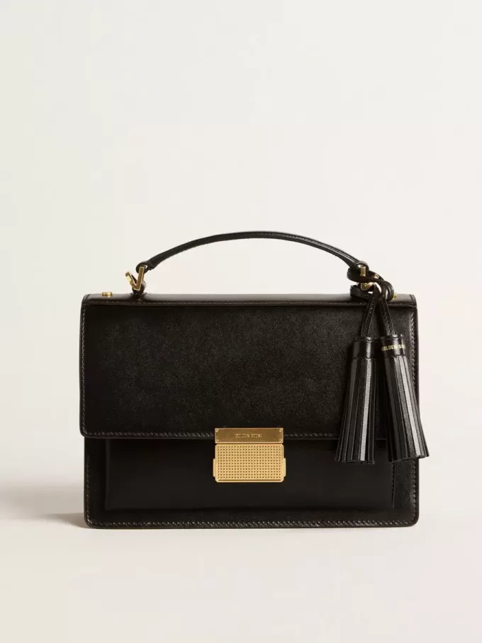 Bolso Venezia en piel negra con detalles dorados Bolso Venezia en piel negra con detalles dorados
