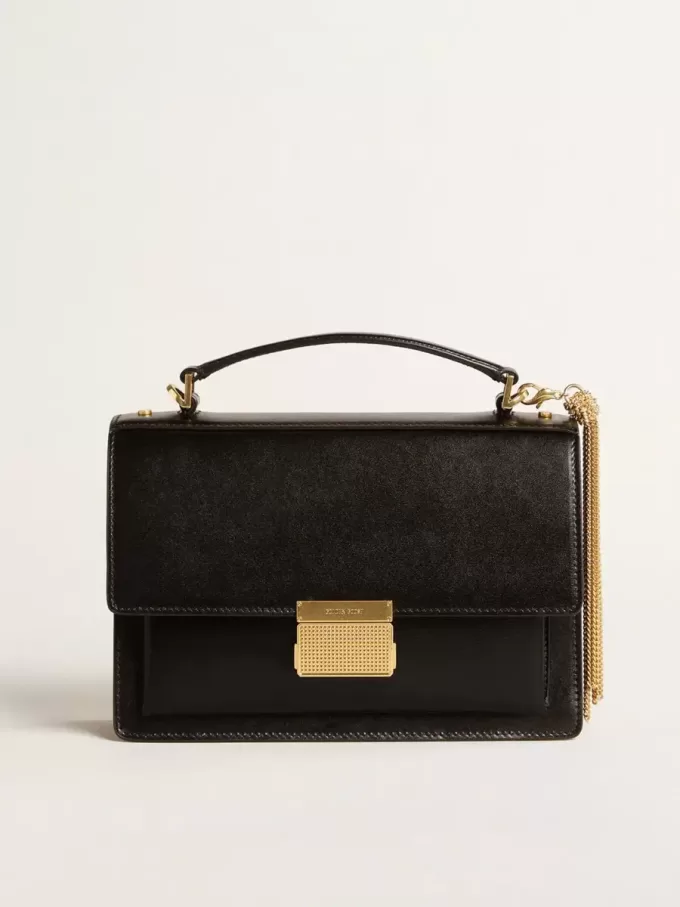 Bolso Venezia en piel negra con detalles dorados Bolso Venezia en piel negra con detalles dorados