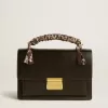 Bolso Venezia en piel negra con pañuelo multicolor