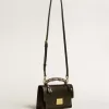 Bolso Venezia en piel negra con pañuelo multicolor