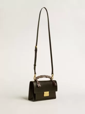 Bolso Venezia en piel negra con pañuelo multicolor