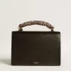 Bolso Venezia en piel negra con pañuelo multicolor
