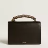 Bolso Venezia en piel negra con pañuelo y doble charm