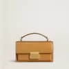 Bolso Venezia pequeño en piel color tabaco con detalles dorados Bolso Venezia pequeño en piel color tabaco con detalles dorados