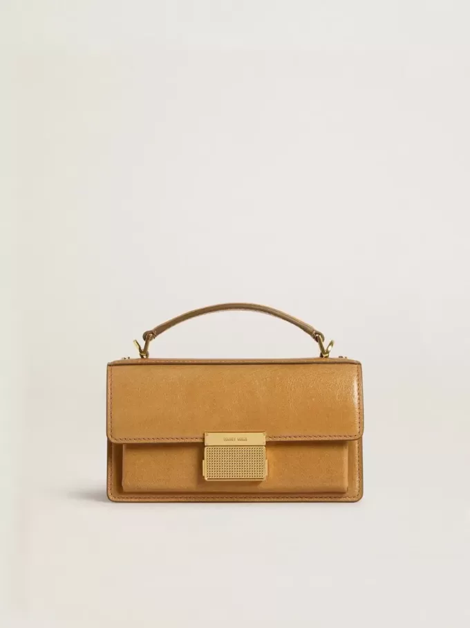 Bolso Venezia pequeño en piel color tabaco con detalles dorados Bolso Venezia pequeño en piel color tabaco con detalles dorados
