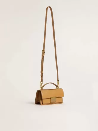 Bolso Venezia pequeño en piel color tabaco con detalles dorados