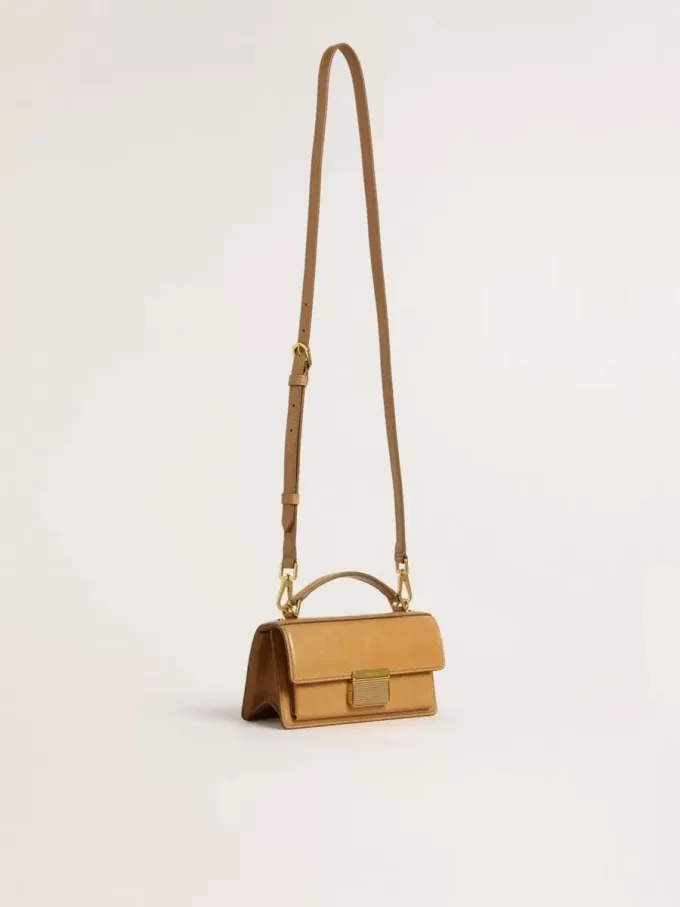 Bolso Venezia pequeño en piel color tabaco con detalles dorados Bolso Venezia pequeño en piel color tabaco con detalles dorados