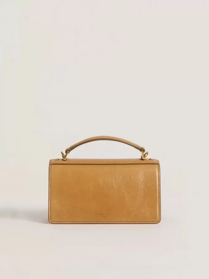 Bolso Venezia pequeño en piel color tabaco con detalles dorados Bolso Venezia pequeño en piel color tabaco con detalles dorados