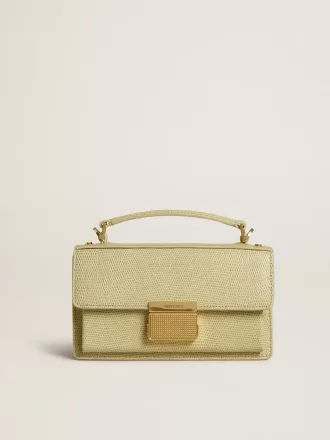 Bolso Venezia pequeño en piel con estampado de pitón verde claro y detalles dorados