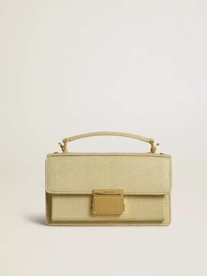 Bolso Venezia pequeño en piel con estampado de pitón verde claro y detalles dorados Bolso Venezia pequeño en piel con estampado de pitón verde claro y detalles dorados