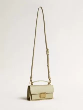Bolso Venezia pequeño en piel con estampado de pitón verde claro y detalles dorados